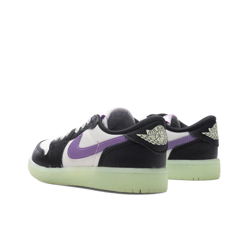 Air Jordan 1 Retro Low OG (PS) - Black/Black Raspberry/Volt Tint - Image 3