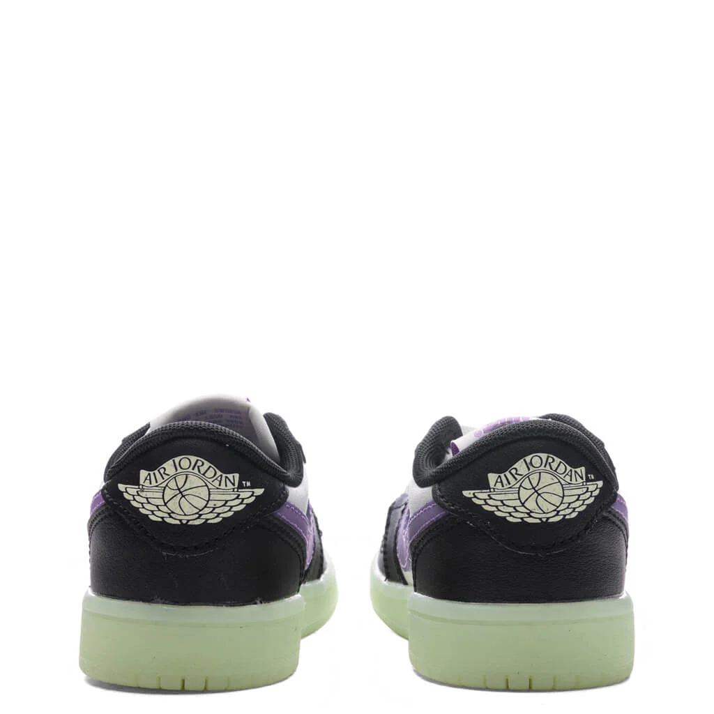 Air Jordan 1 Retro Low OG (PS) - Black/Black Raspberry/Volt Tint - Image 4