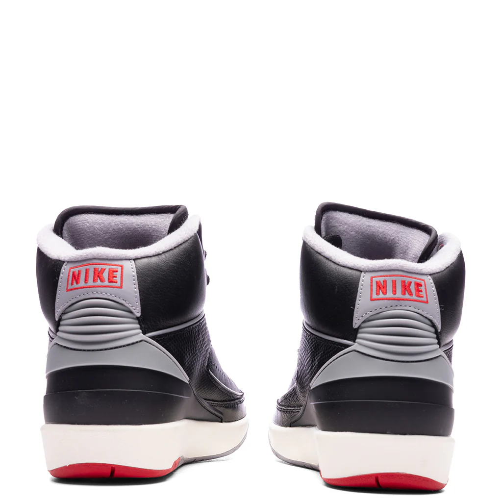 Air Jordan 2 Retro (GS) 'Black Cement' - Black/Cement Grey/Fire Red - Image 4