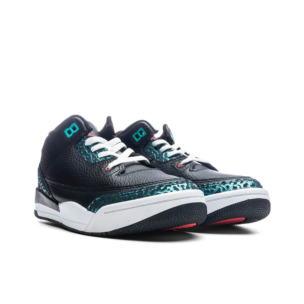 Air Jordan 3 Retro (PS) 'Moto' - Black/Siren Red/Hyper Jade - Image 2