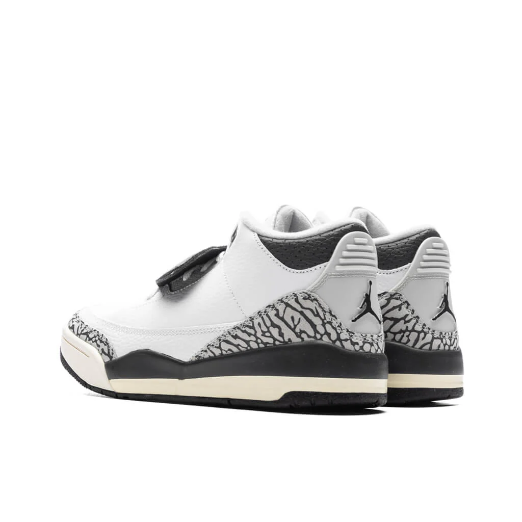 Air Jordan 3 Retro Hide N Sneaks (PS) - White/Black/Iron - Image 3