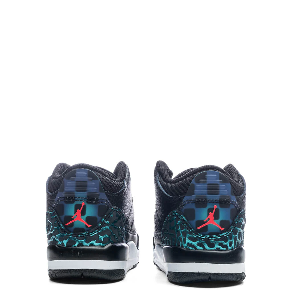 Air Jordan 3 Retro (TD) 'Moto' - Black/Siren Red/Hyper Jade - Image 4