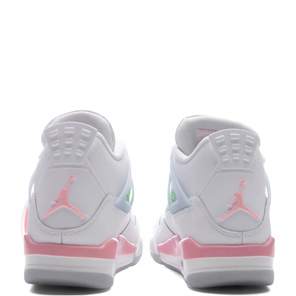 Air Jordan 4 Retro 'Valentine's Day' (GS) - White/Medium Soft Pink/Half Blue - Image 4