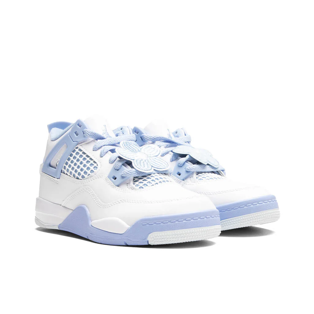 Air Jordan 4 Retro 'Aluminum' (PS) - White/Aluminum/Blue Tint/Oil Green - Image 2