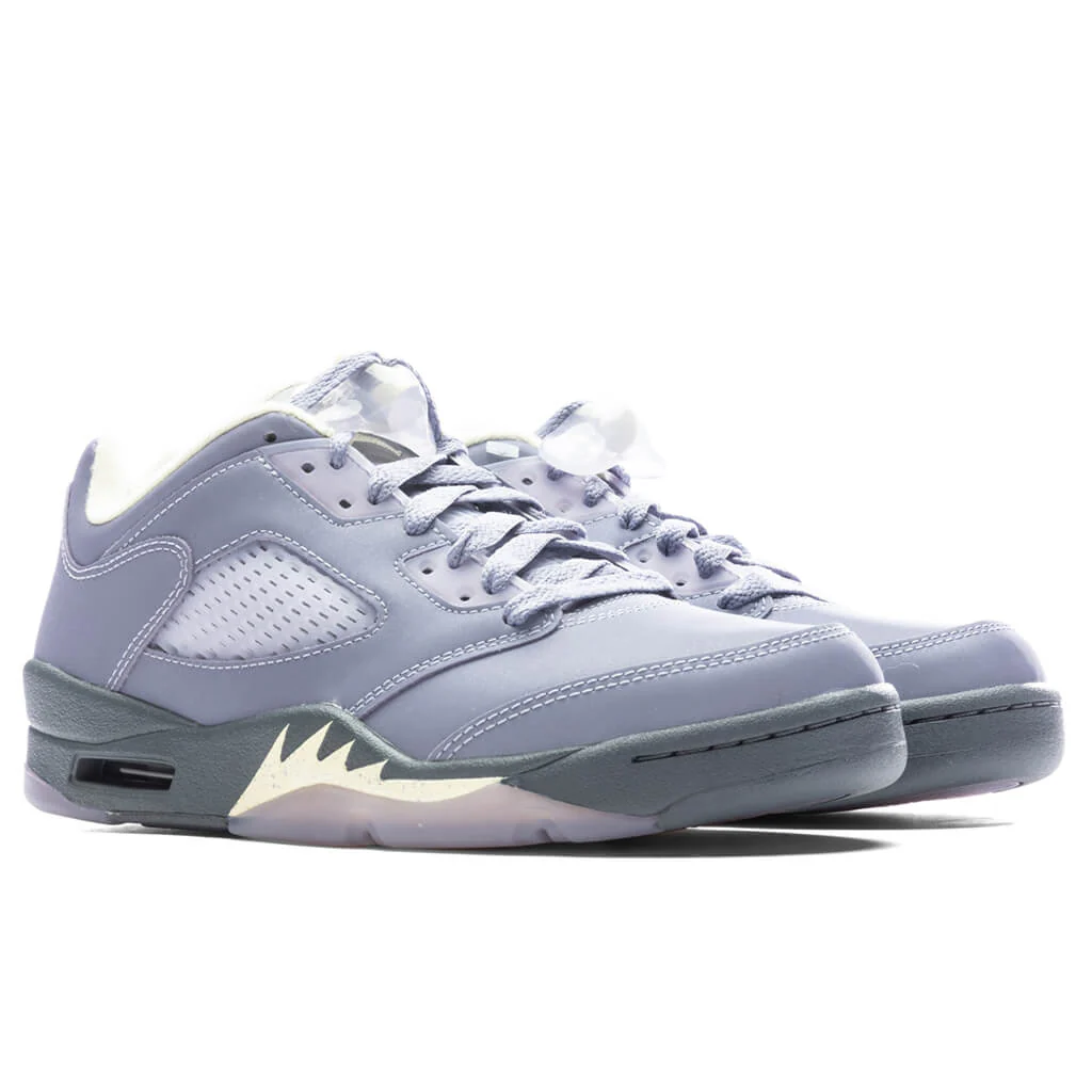 Women's Air Jordan 5 Retro Low - Indigo Haze/Fire Red/Metallic Silver - Image 2