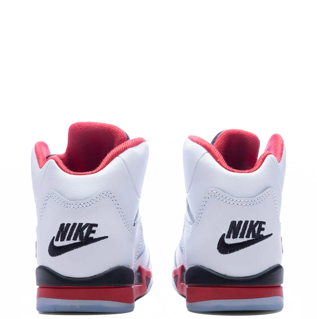 Air Jordan 5 Retro OG Fire Red 'Black Tongue' (PS) - White/Fire Red/Black - Image 4