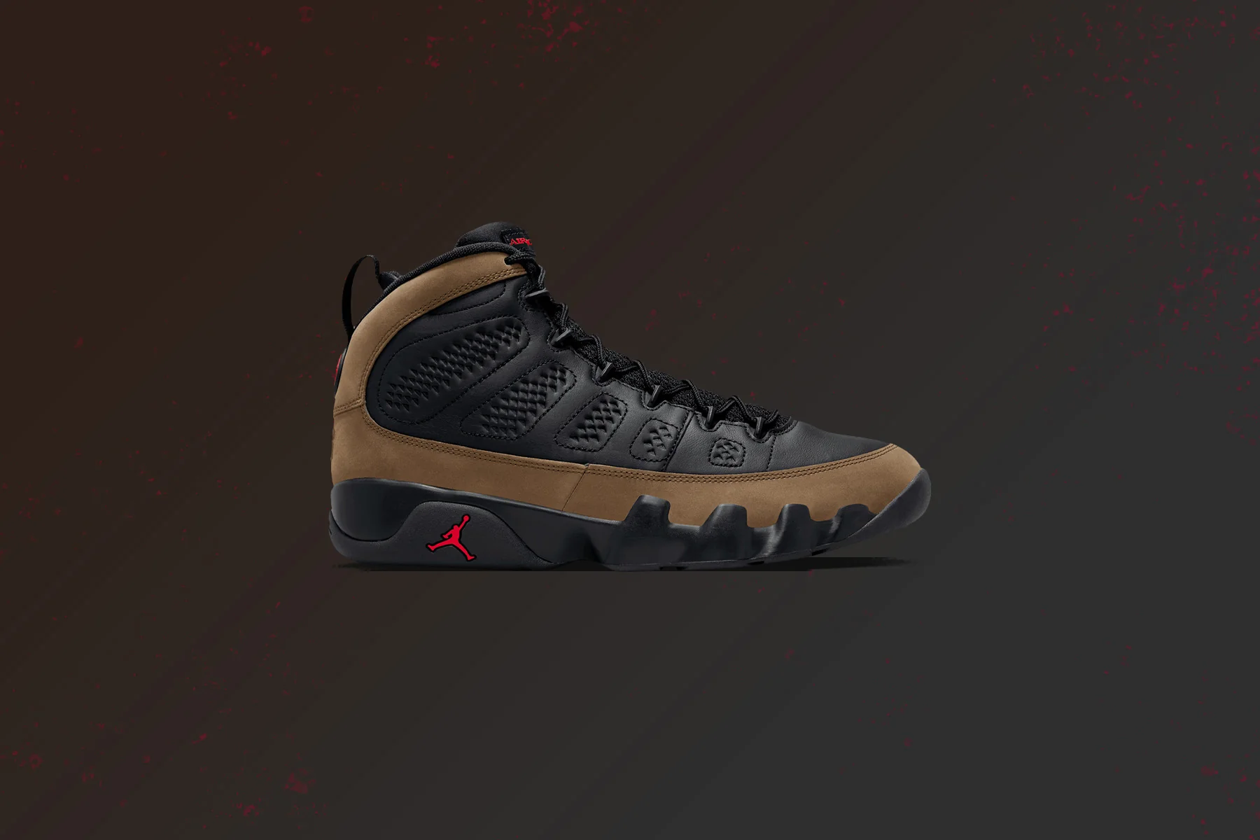 Air Jordan 9 Retro - Black/True Red/Light Olive - Image 2
