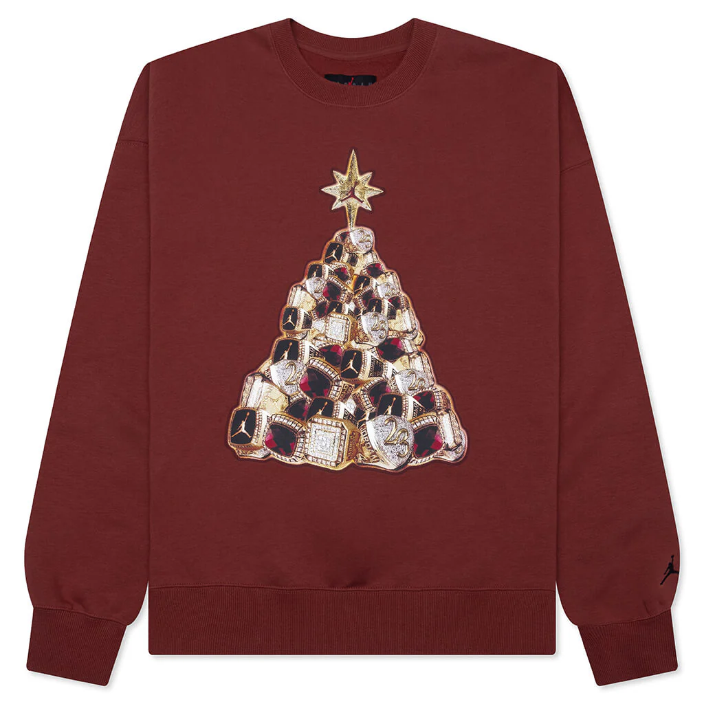 Brooklyn Fleece Holiday Crewneck - Redstone/Black