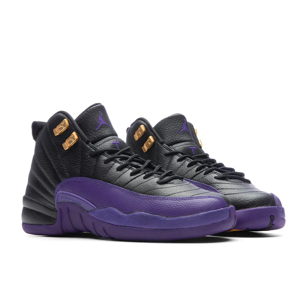 Jordan 12 Retro (GS) - Black/Field Purple/Metallic Gold - Image 2