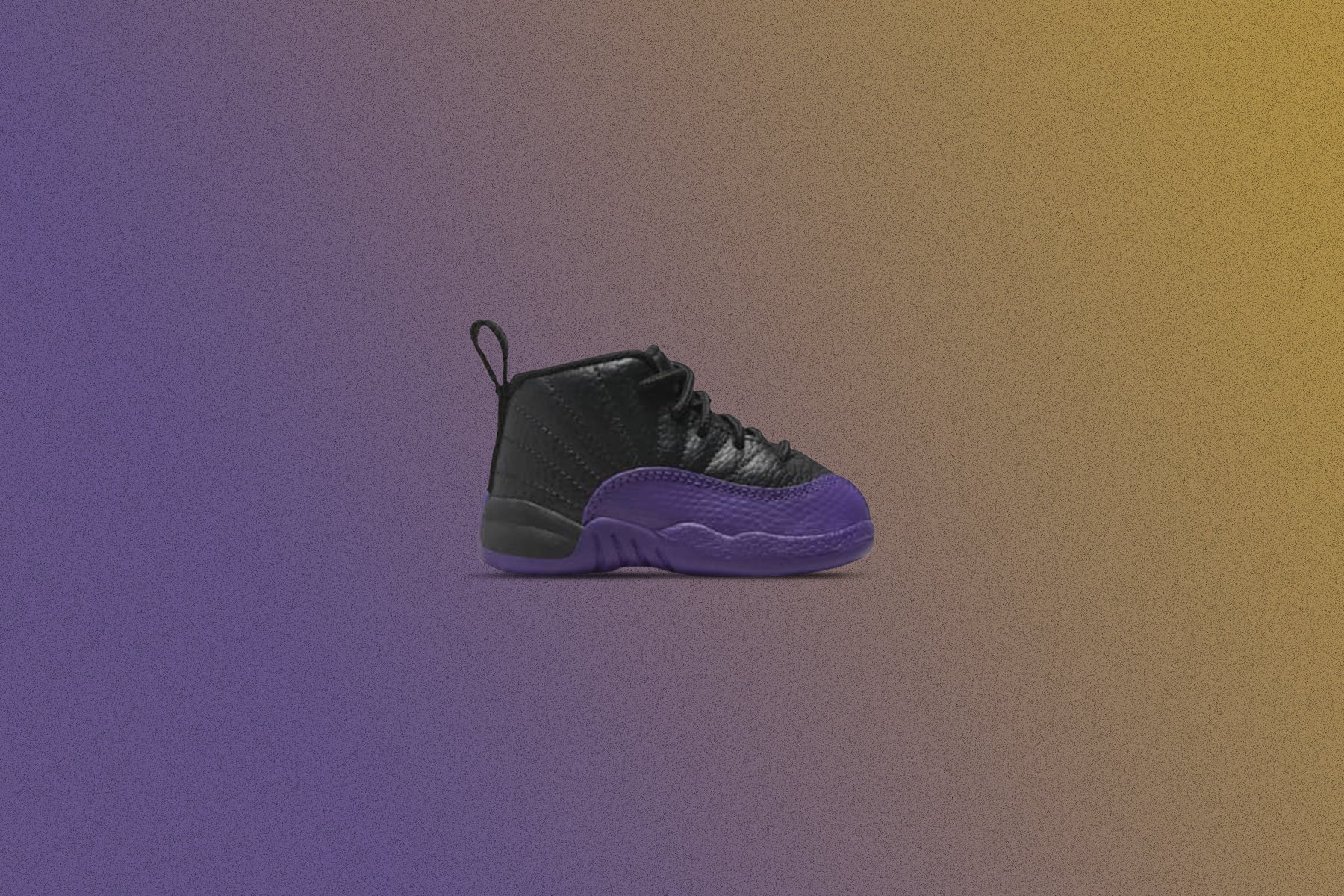 Jordan 12 Retro (TD) - Black/Field Purple/Metallic Gold - Image 5