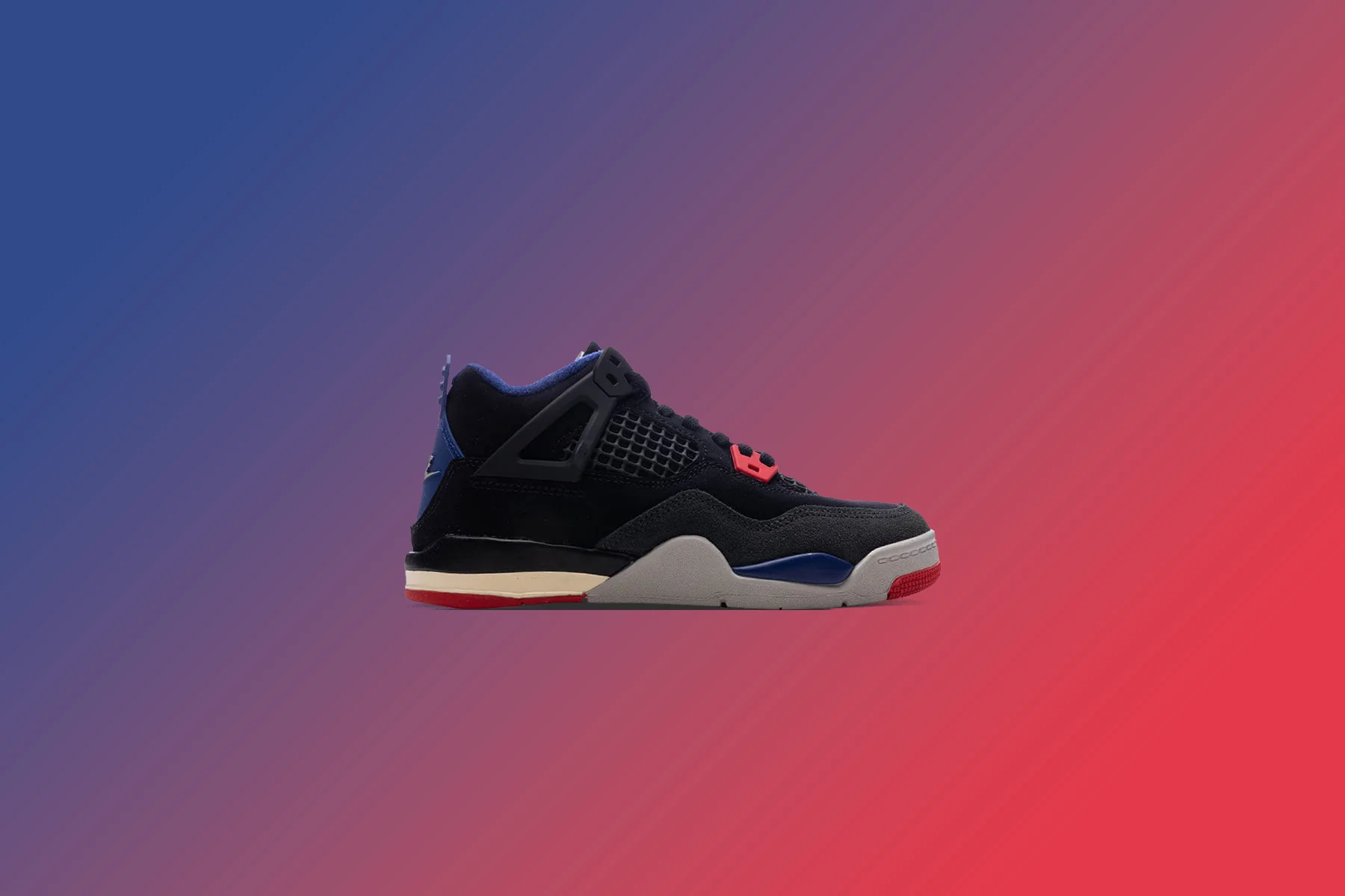 Air Jordan 4 Retro 'Rare Air' (PS) - Black/Fire Red/Deep Royal Blue - Image 5