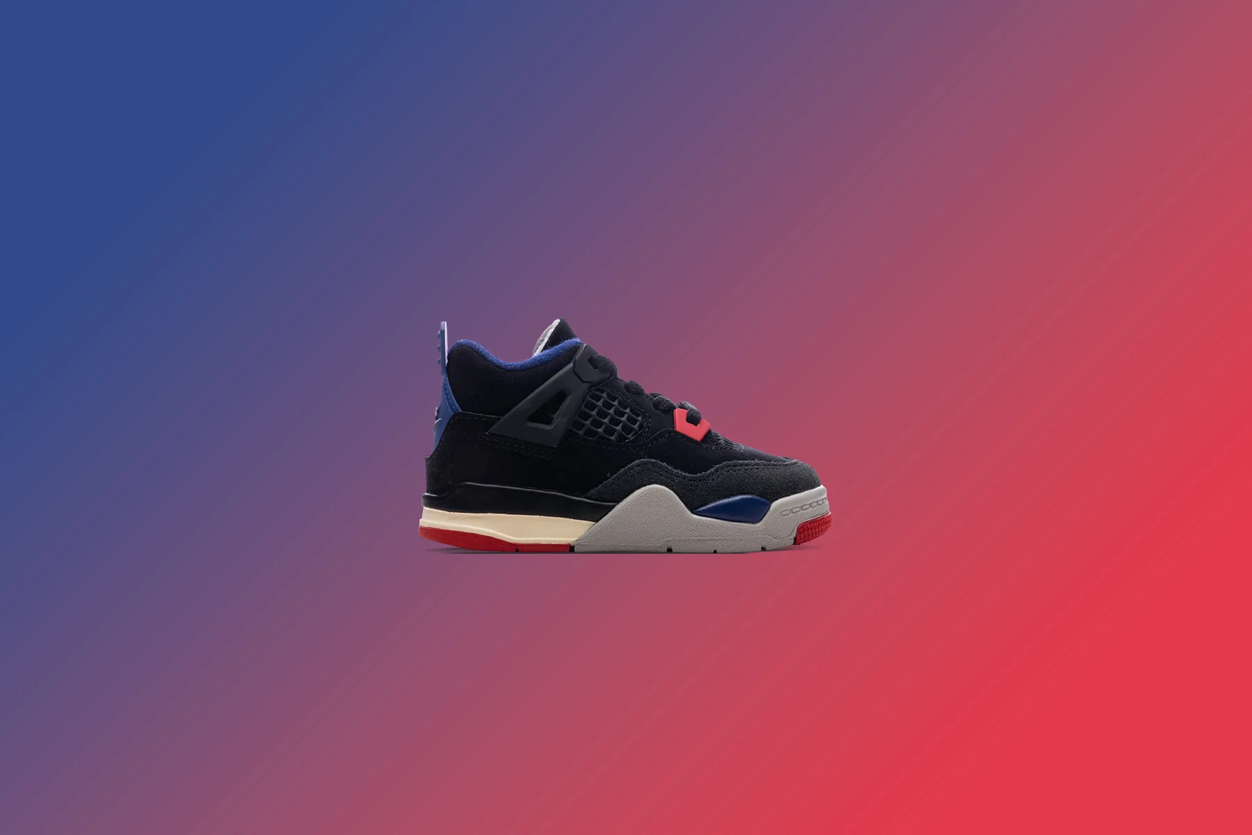 Air Jordan 4 Retro 'Rare Air' (TD) - Black/Fire Red/Deep Royal Blue - Image 5