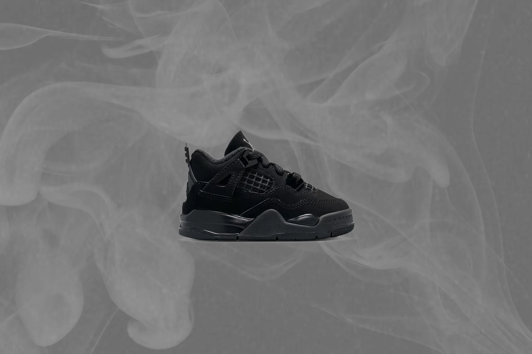 Air Jordan 4 Retro 'Black Cat' (TD) - Black/Light Graphite - Image 5