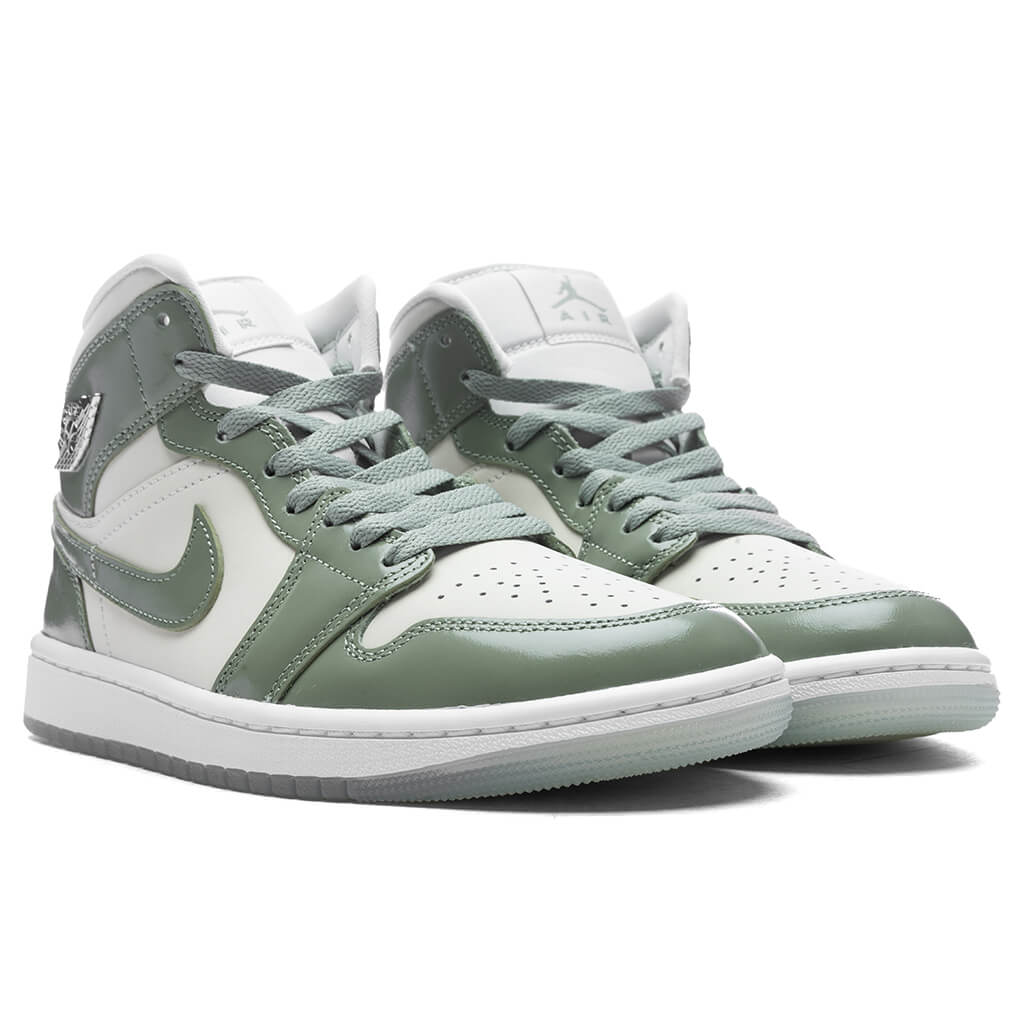 Women's Air Jordan 1 Mid SE - Sea Glass/Oil Green/Metallic Silver - Image 2