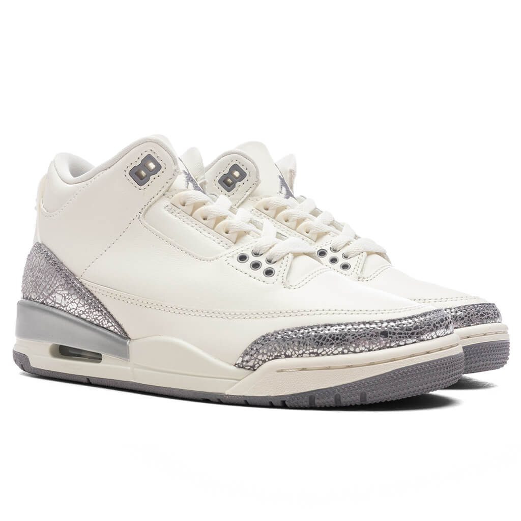 Women's Air Jordan 3 Retro - Sail/Cement Grey/Metallic Silver - Image 2