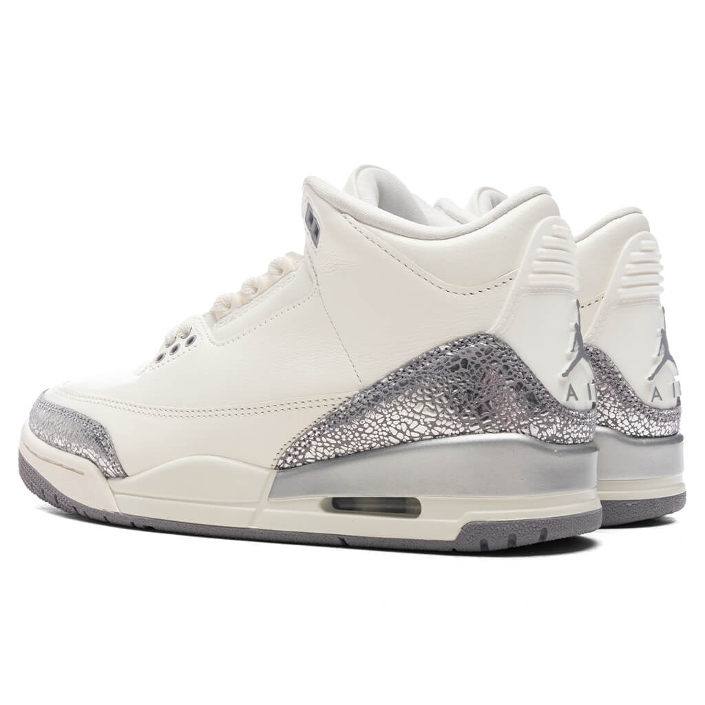 Women's Air Jordan 3 Retro - Sail/Cement Grey/Metallic Silver - Image 3