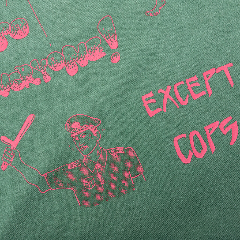 Good Morning Cops Vintage Wash Tee - Washed Green - Image 4