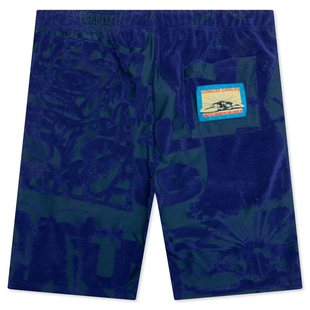 Terry Towelling Short - Blue/Green - Image 2