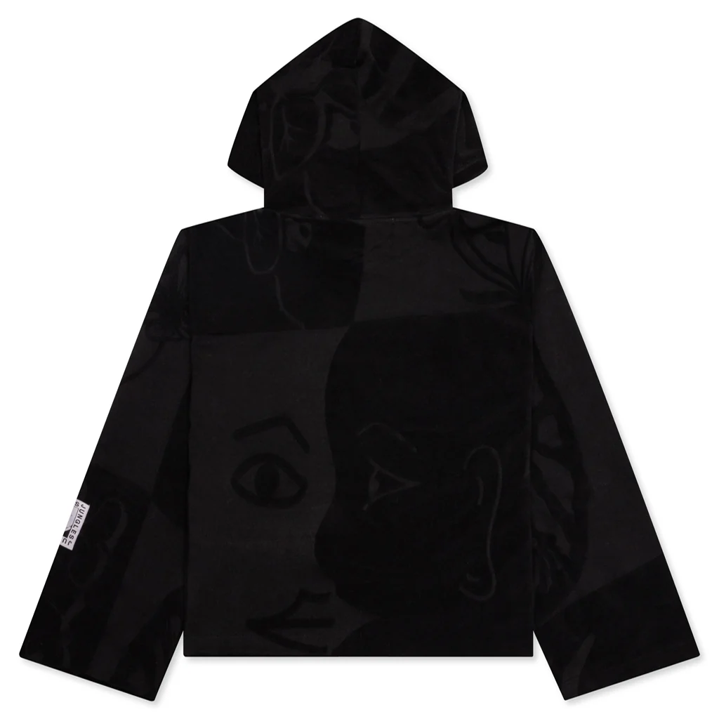 Towelling Hoodie - Black - Image 2