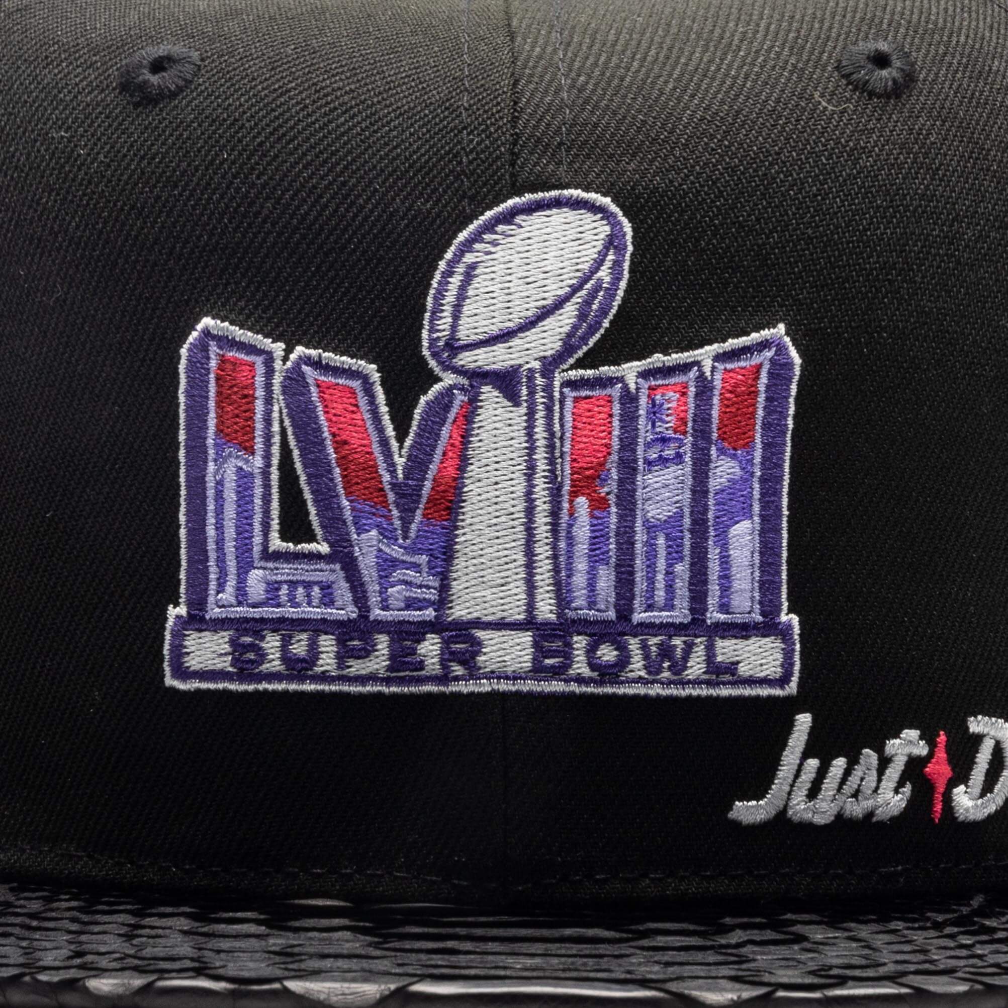 Just Don x Usher Super Bowl LVIII 9FIFTY Snapback Hat - Black/Black Python - Image 2