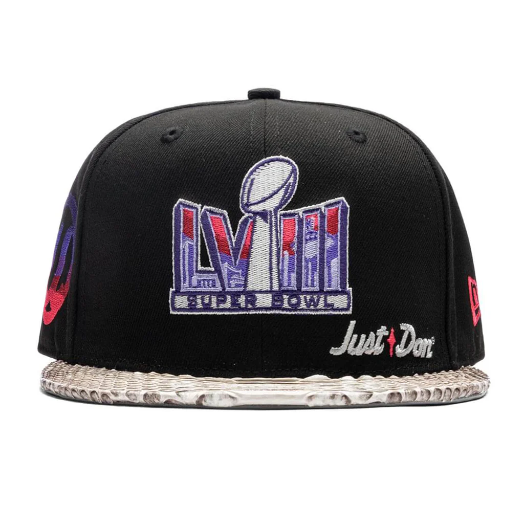 Just Don x Usher Super Bowl LVIII 9FIFTY Snapback Hat - Black/Natural Python