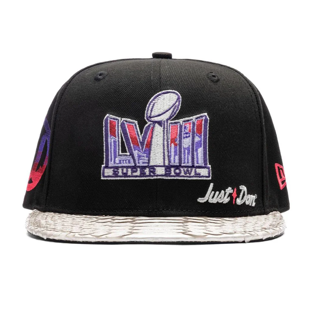 Just Don x Usher Super Bowl LVIII 9FIFTY Snapback Hat - Black/Silver Python