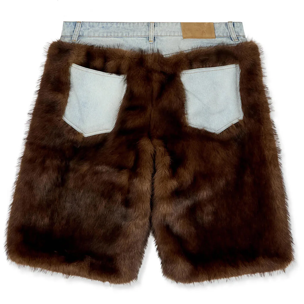Fur Shorts - Brown - Image 2