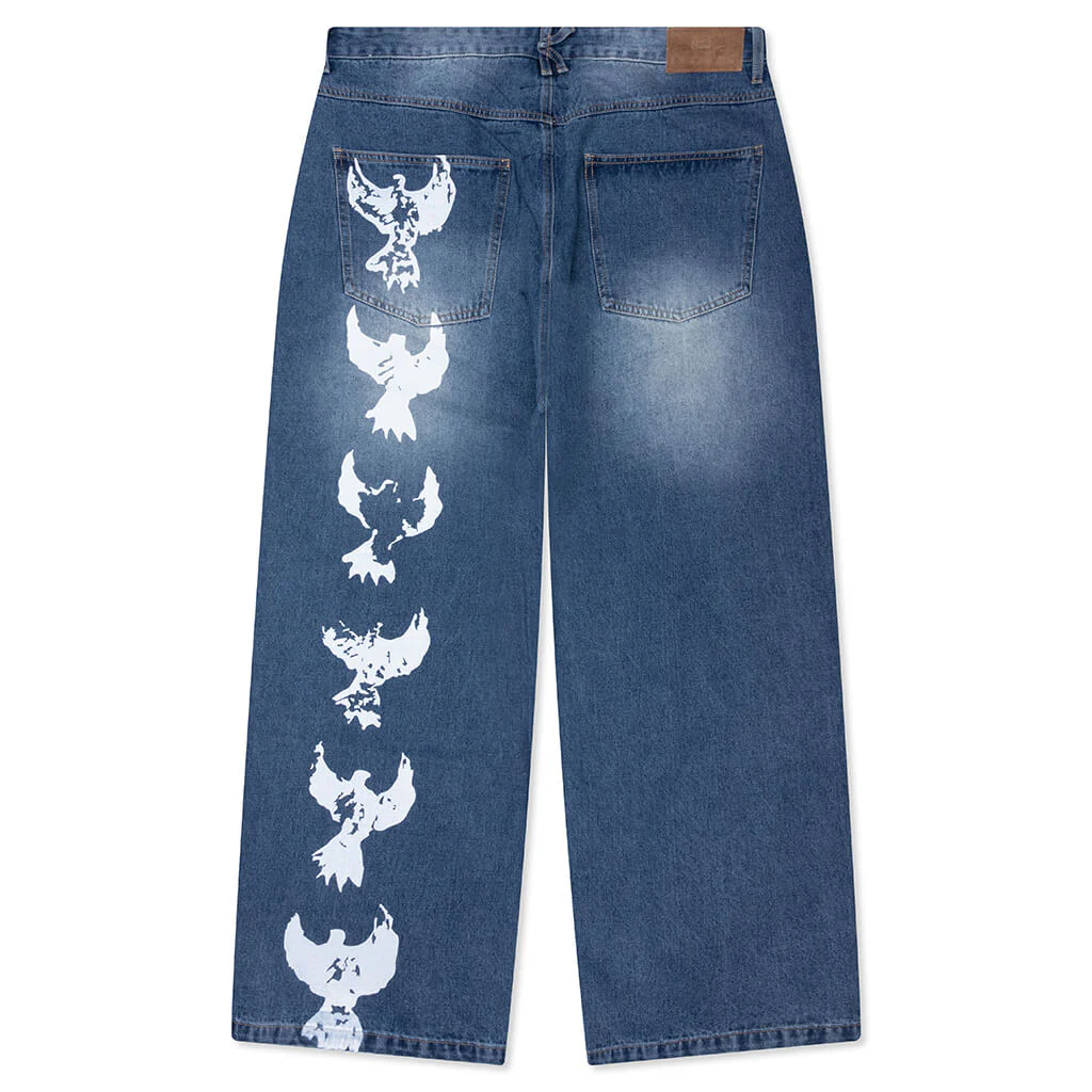 Patched Flare Pant - Blue - Image 2