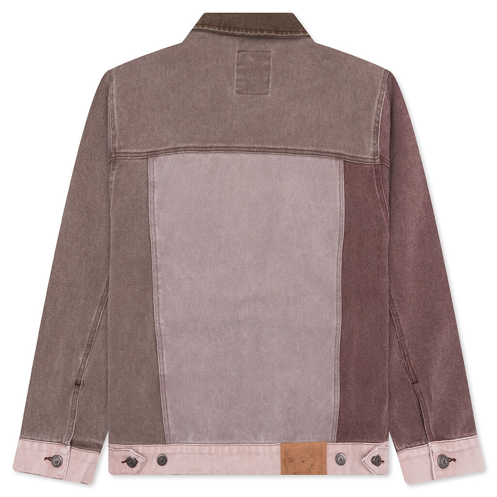 Patchwork Face Colorblocked Twill Jacket - Brown/Multi - Image 2