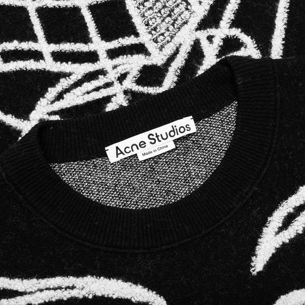 Jacquard Logo Jumper Sweater - Black/Ecru - Image 3