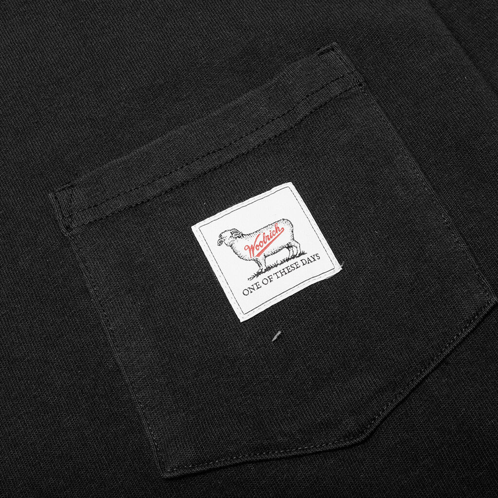 One Of These Days x Woolrich L/S Pocket Tee - Washed Black - Image 3