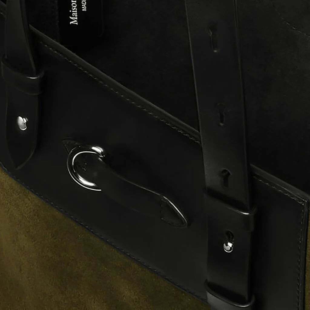 Vertical Shopping Bag - Khaki/Black - Image 3