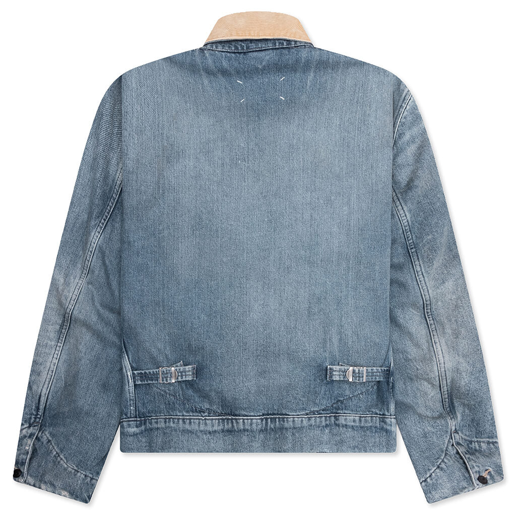 Denim Jacket with Corduroy Collar - Light Blue - Image 2