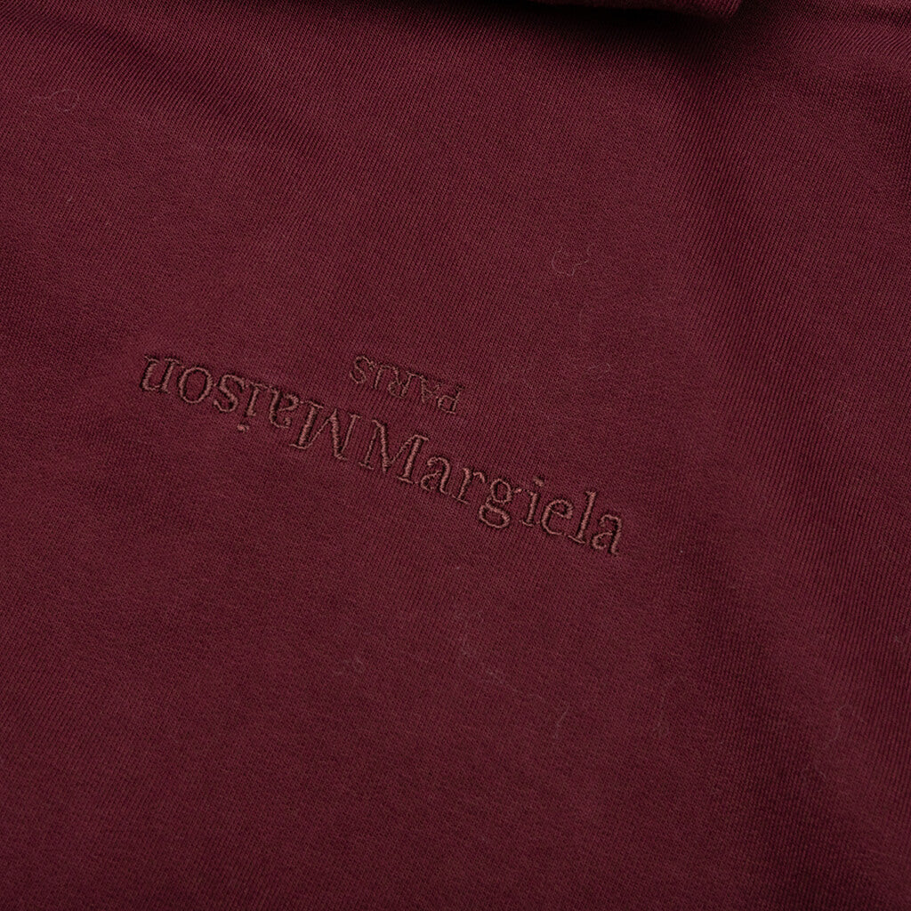 Logo-Embroidered Long-Sleeved Hoodie - Burgundy - Image 3