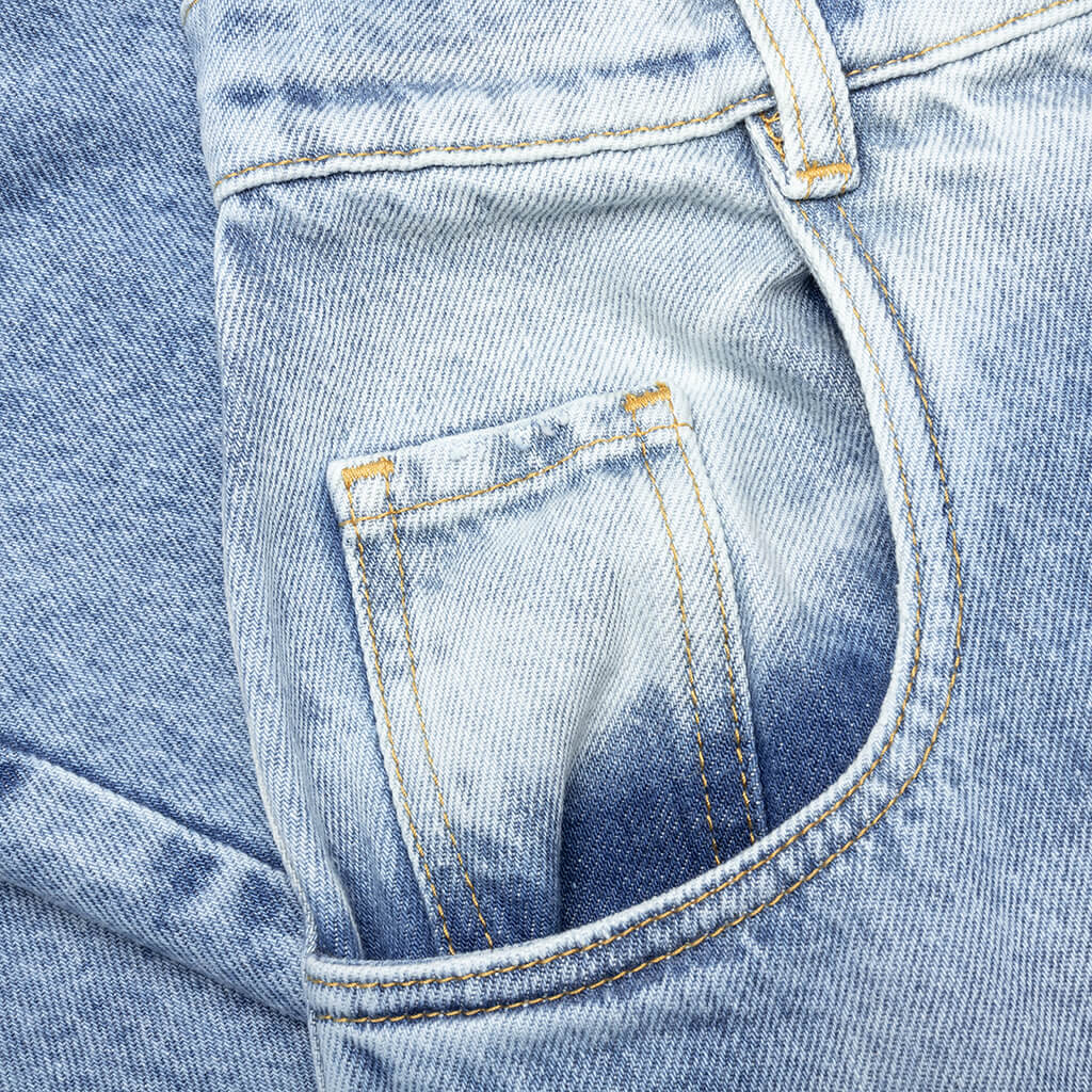 5 Pockets High Rise Baggy Cut Out Jeans - Blue - Image 4
