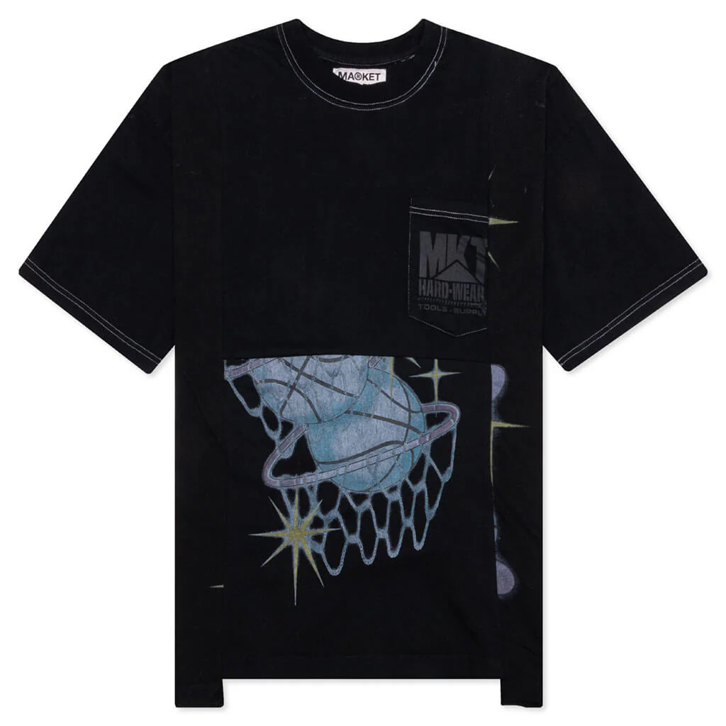 RW Reworked 6 Panel T-Shirt - Overdyed Black