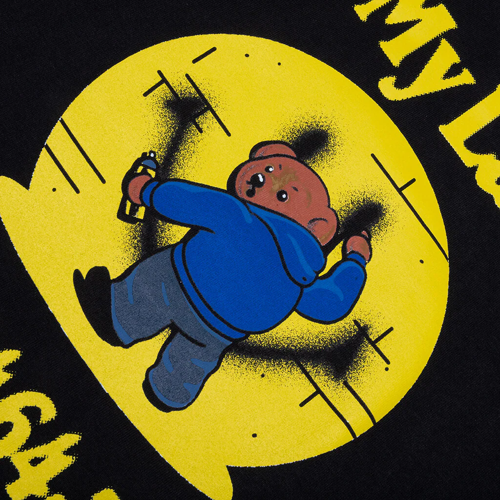 Smiley Call My Lawyer Bear T-Shirt - Jet Black - Image 3