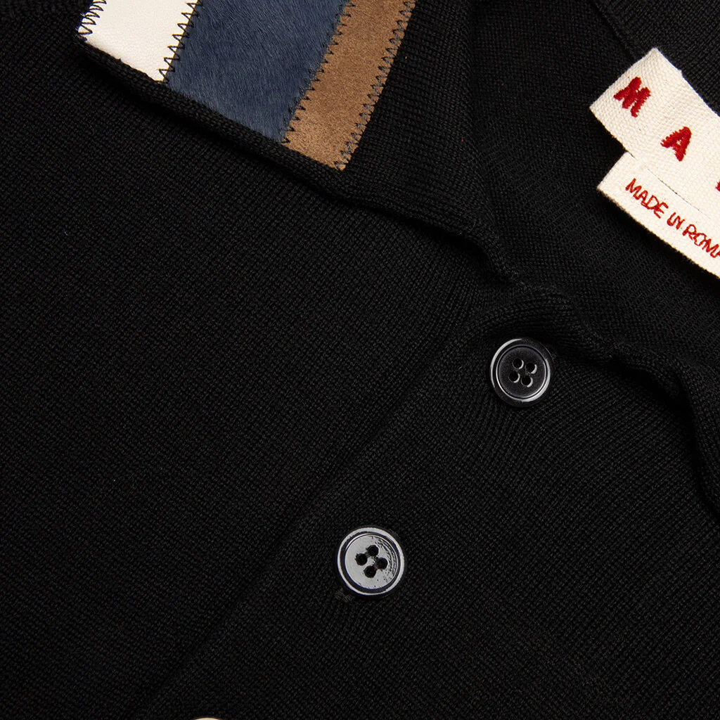 Light Wool With Patchwork Gauge Polo - Black - Image 3