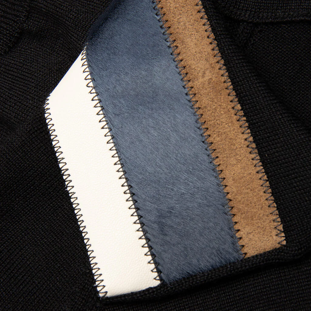 Light Wool With Patchwork Gauge Polo - Black - Image 4