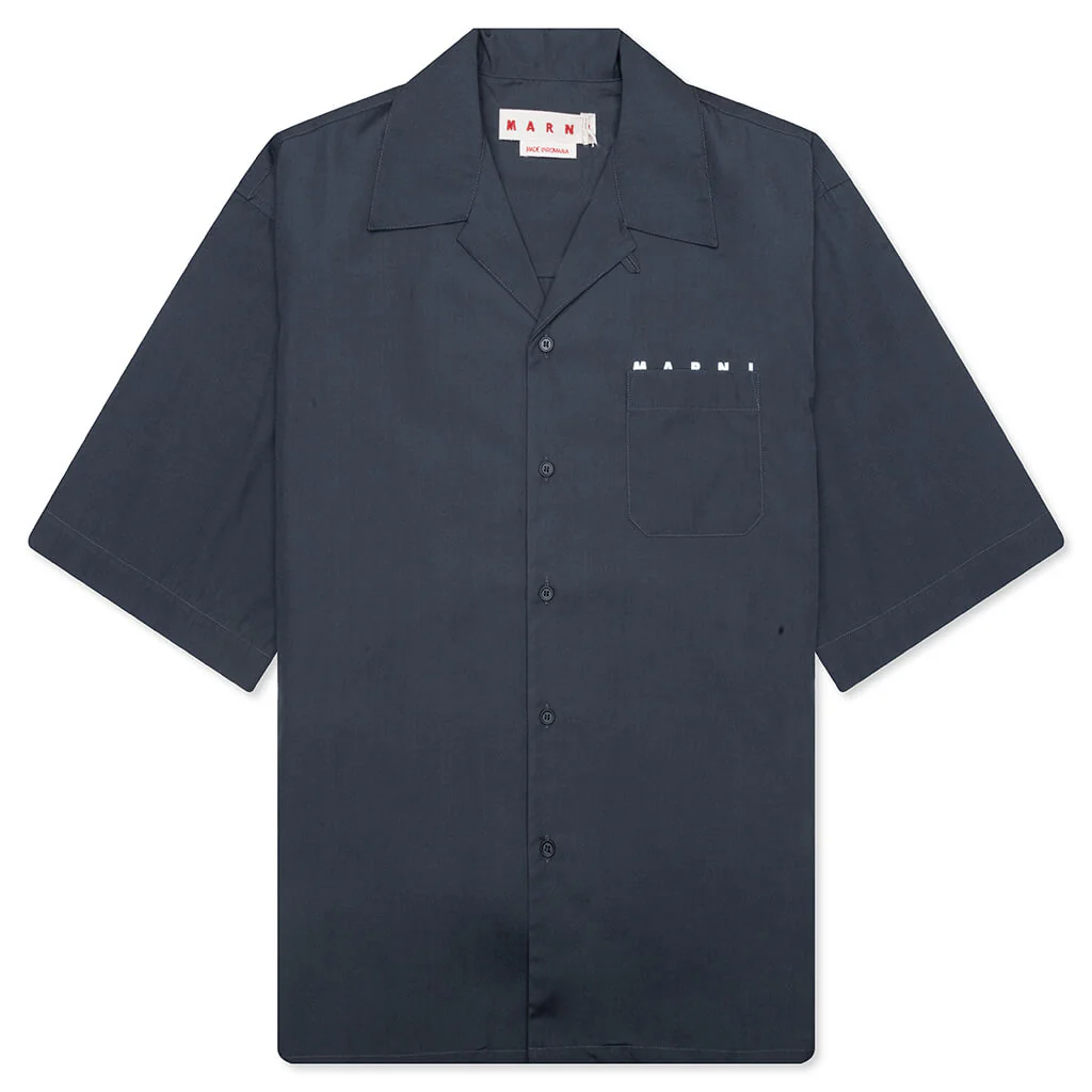 Organic Hidden Logo Poplin Cotton Shirt - Dark Ash