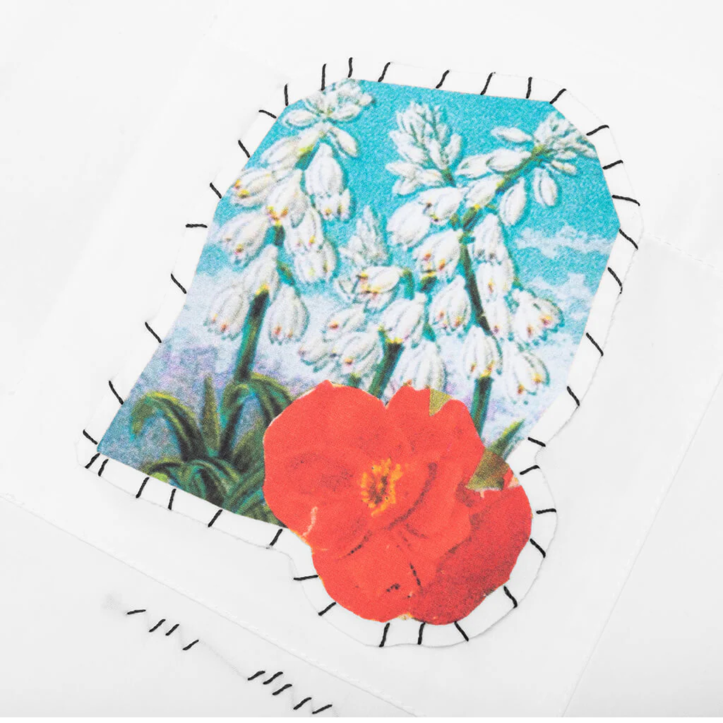 Long Sleeve Flower Graphics Shirt - Lily White - Image 3