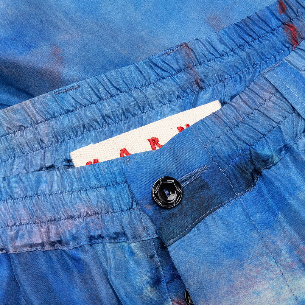 Silk Habotai Stretch Waist Shorts - Cobalt - Image 3