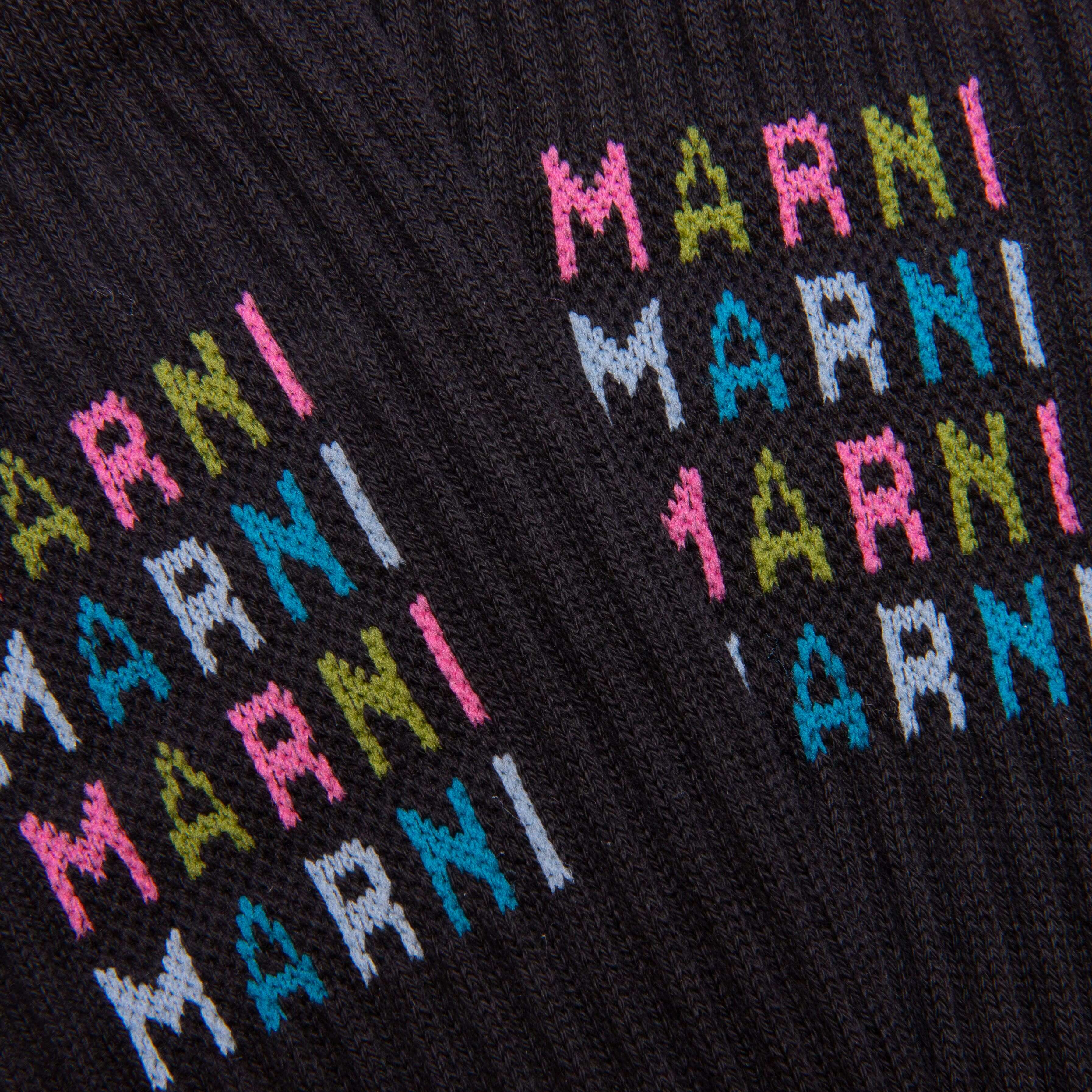 Black Ribbed Cotton Socks With Multicoloured Logos- Black - Image 2