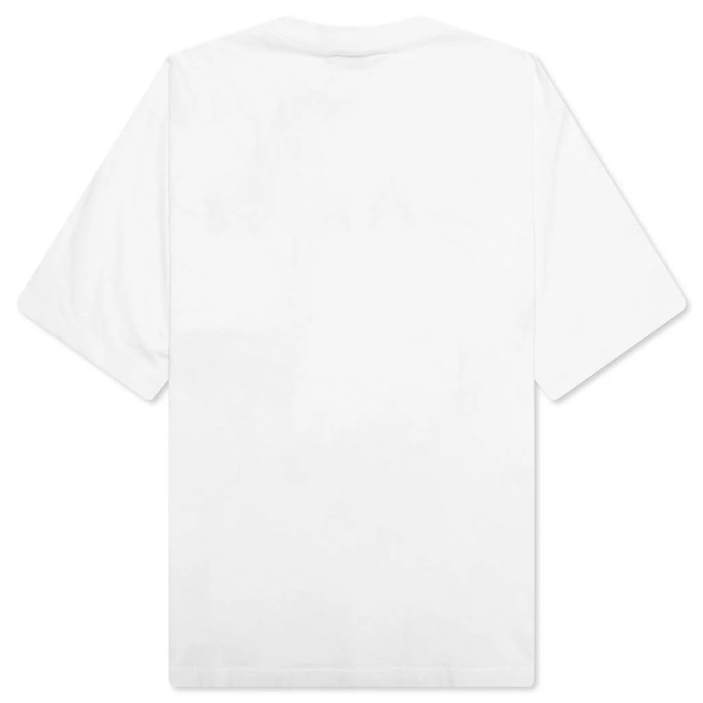 White Cotton T-Shirt With Bouquet Prints - Lily White 3 - Image 2