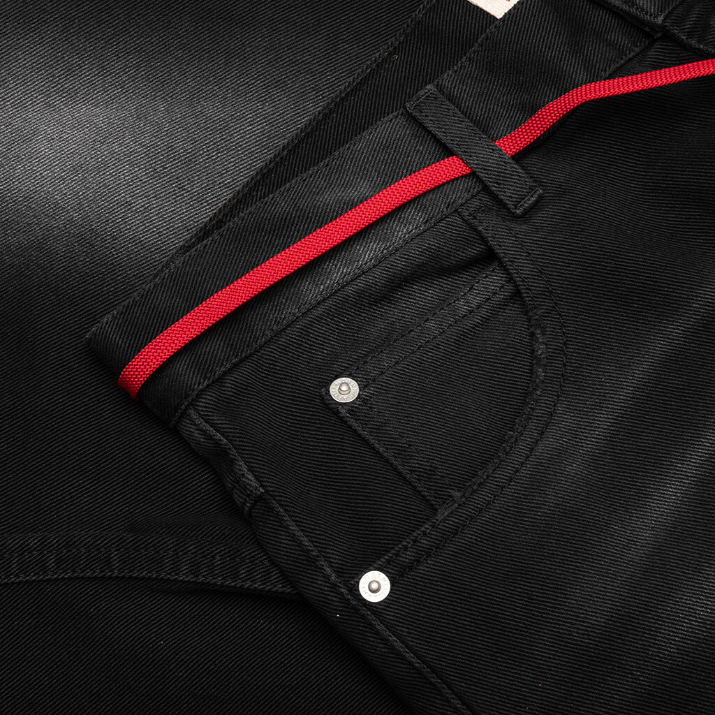 Drawstring Wide Denim - Black - Image 3