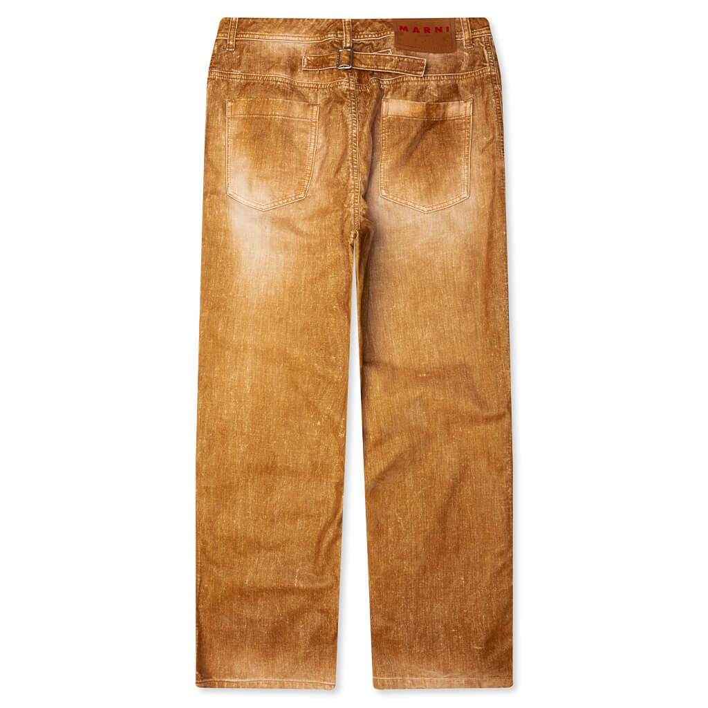 Garment Dyed Flock Denim Trousers - Moccasin - Image 2