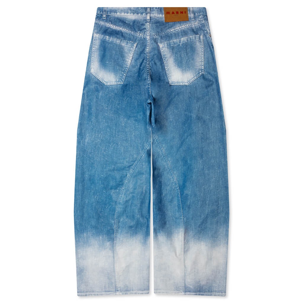 Garment Dyed Flock Denim Trousers - Iris Blue - Image 2