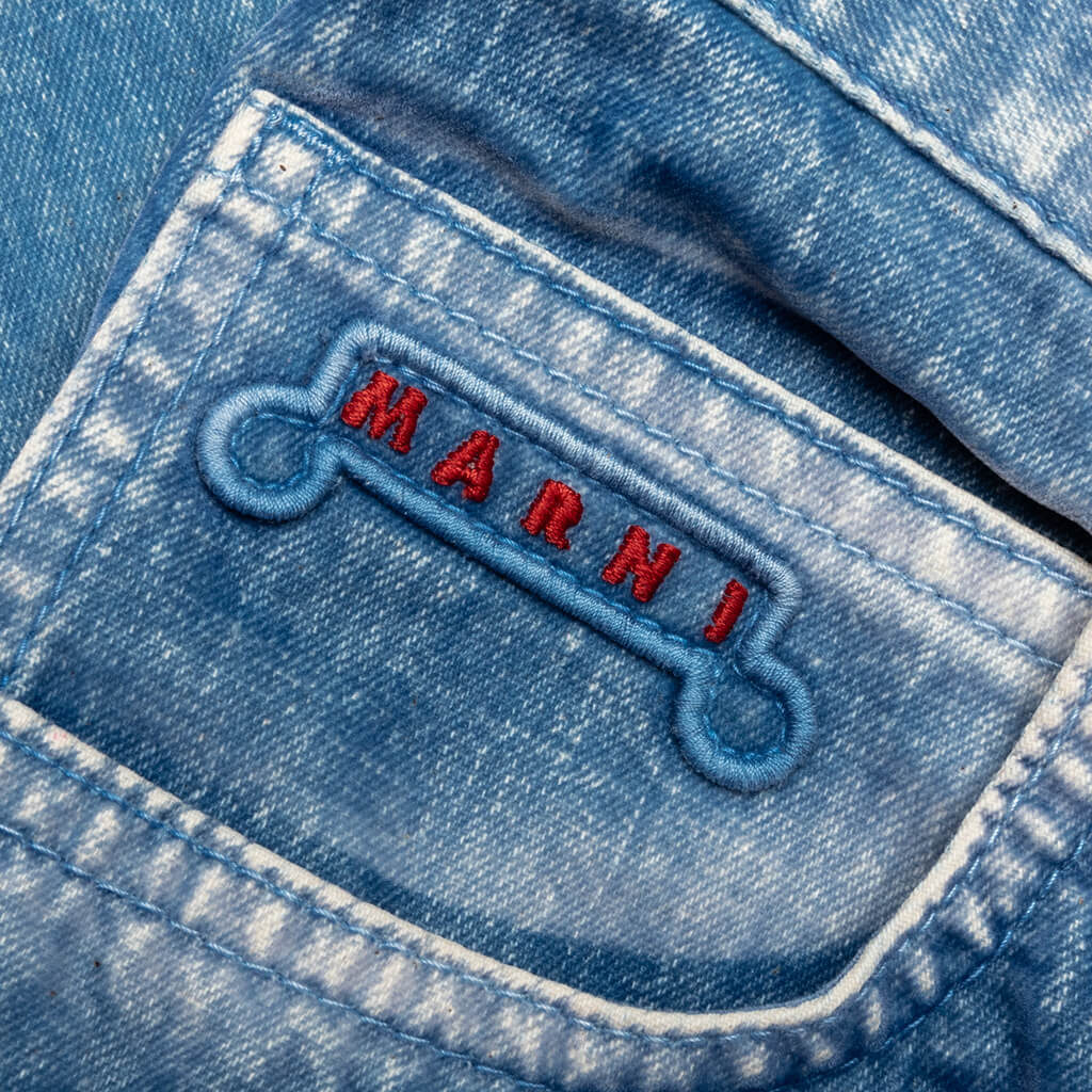 Garment Dyed Flock Denim Trousers - Iris Blue - Image 3