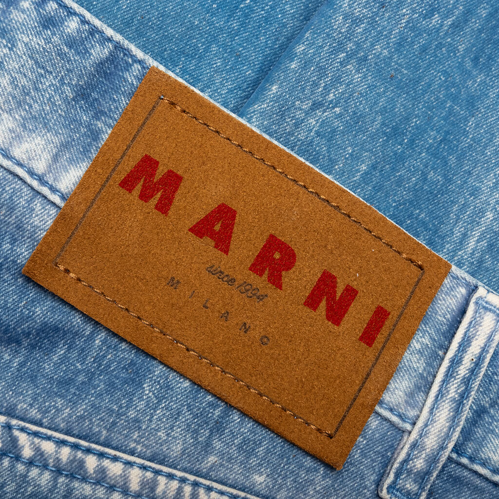 Garment Dyed Flock Denim Trousers - Iris Blue - Image 4