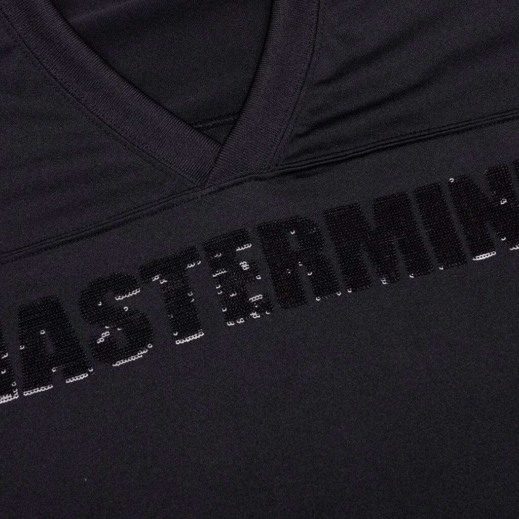 Football V-Neck Jersey T-Shirt - Black - Image 3